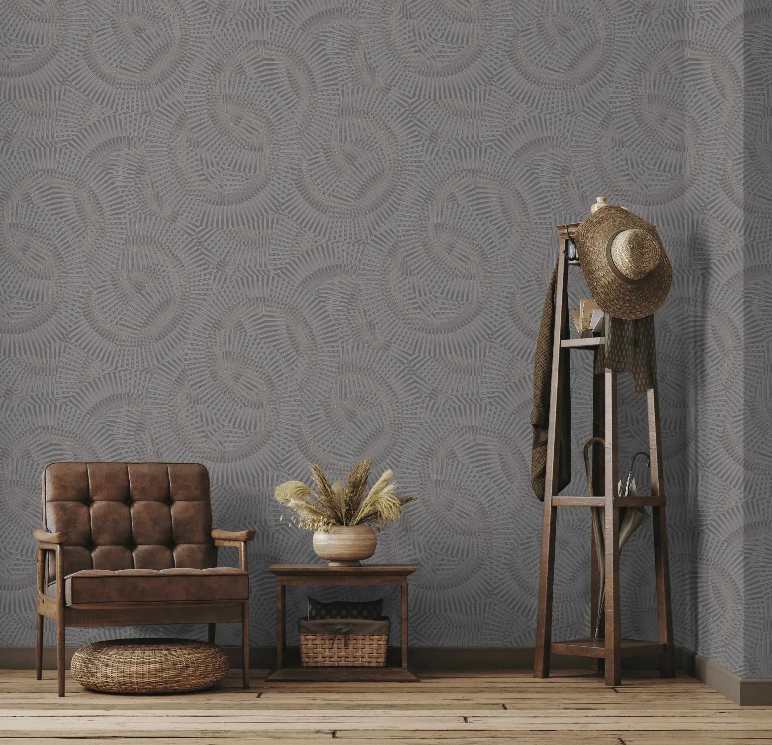 Gray Embossed Wallpaper – Understated Shimmer (24103-4)